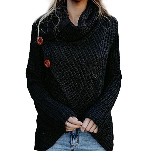 <b>Women Autumn Turtleneck Pullover Sweater Long-Sleeve Black S</b>