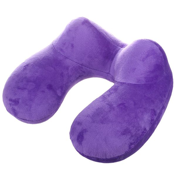 Travel Neck Pillow Memory Inflatable U Shaped Pillow purple
