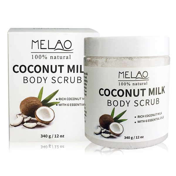 MELAO 340g/12oz 100% Natural Arabica Coconut Milk Body Scrub