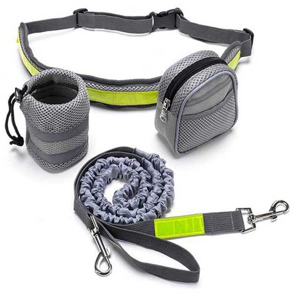 Hand Free Running , Waist Dog Leash with Pouch, Adjustable (
