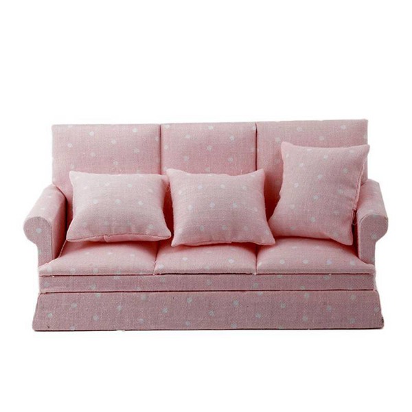 1:12 Dollhouse Furniture Three-Seater Couch Sofa Pillow Set