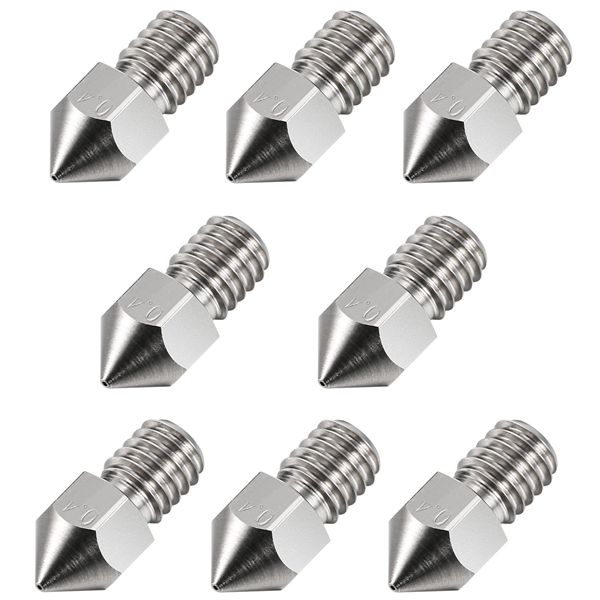 8Pack 0.4 mm M6 Stainless Steel Print Head for 1.75 mm MK8 3