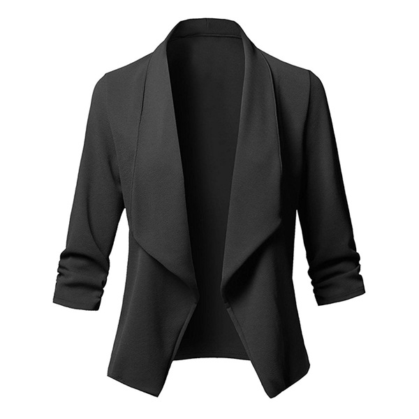 <b>Women Jacket Coat Sleeve Open Cardigan Blazer Jacket Black S</b>