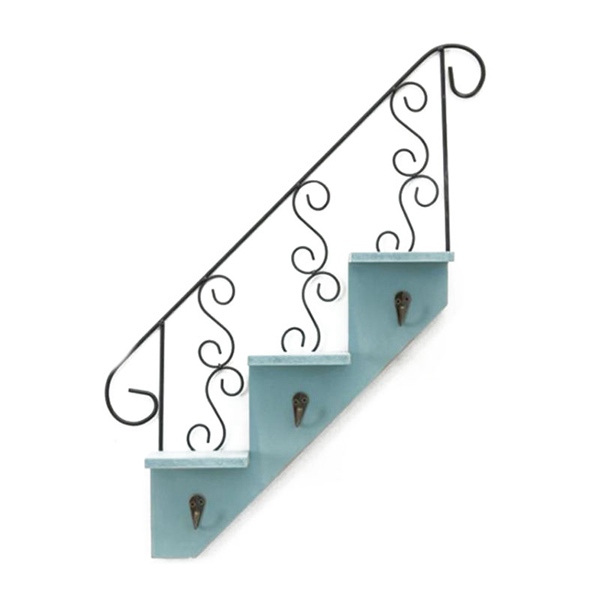 Creative Staircase Wall Mounted Bookshelf Ladder Racks Hooks